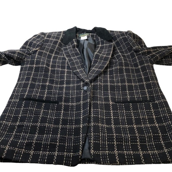 Vtg Harve' Benard Wool Blazer w/Detailed Stitching and a Suede Collar; Layering - Picture 4 of 11